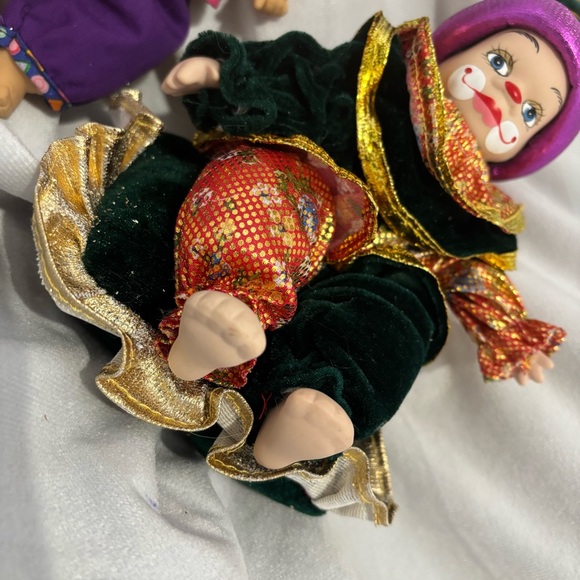 Vintage Circus Clown Jester Dolls Set Toy Collector Posable Body - Picture 3 of 11